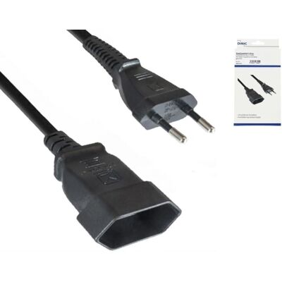 DINIC Netzkabel Eurostecker auf Eurobuchse, 0,75mm², Euro CEE 7/16, Verlängerung, VDE, schwarz, Länge 2,00 DINIC Netzkabel Eurostecker auf Eurobuchse, 0,75mm², Euro CEE 7/16, Verlängerung, VDE, schwarz, Länge 2,00