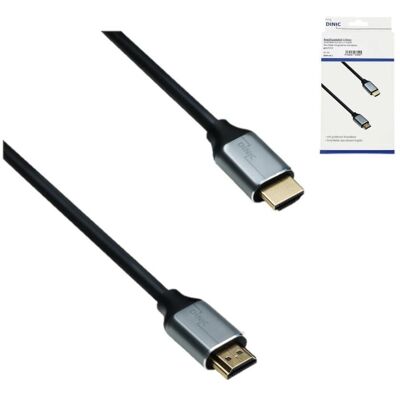 DINIC HDMI 2.1 Kabel, 2x Stecker, Aluminiumgehäuse, 2 m, 48 Gbps, 4K@120Hz, 8K@60Hz, 3D, HDR DINIC HDMI 2.1 Kabel, 2x Stecker, Aluminiumgehäuse, 2 m, 48 Gbps, 4K@120Hz, 8K@60Hz, 3D, HDR