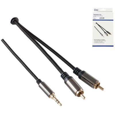 DINIC HQ Klinke-Cinch Adapterkabel, schwarz, 3,5mm Klinkenstecker 3Pin auf 2x Cinch Stecker, 2,5m DINIC HQ Klinke-Cinch Adapterkabel, schwarz, 3,5mm Klinkenstecker 3Pin auf 2x Cinch Stecker, 2,5m