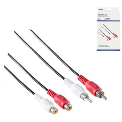 DINIC Audio/Videokabel 2x Cinch Stecker auf Buchse, 2,5m, schwarz DINIC Audio/Videokabel 2x Cinch Stecker auf Buchse, 2,5m, schwarz