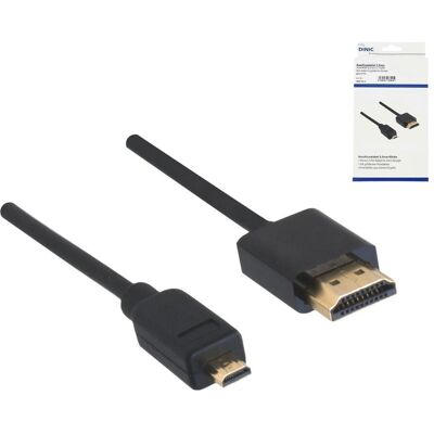 DINIC HDMI Kabel A Stecker auf micro HDMI (D) Stecker, schwarz, Länge 2,00m DINIC HDMI Kabel A Stecker auf micro HDMI (D) Stecker, schwarz, Länge 2,00m