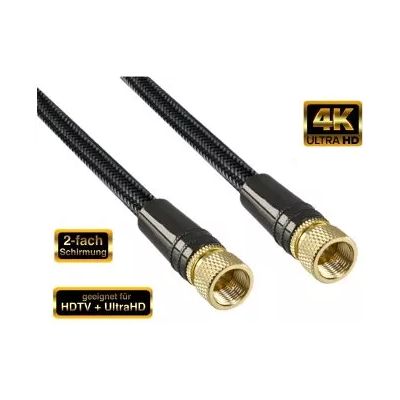 DINIC Premium SAT Koaxialkabel, 2x F-Stecker, schwarz, 2m DINIC Premium SAT Koaxialkabel, 2x F-Stecker, schwarz, 2m