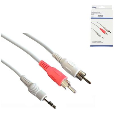 DINIC Audio-Video Kabel 3,5mm Stecker - 2x Cinch Stecker, 3m, weiß 3.5 mm Klinkenkabel DINIC Audio-Video Kabel 3,5mm Stecker - 2x Cinch Stecker, 3m, weiß 3.5 mm Klinkenkabel