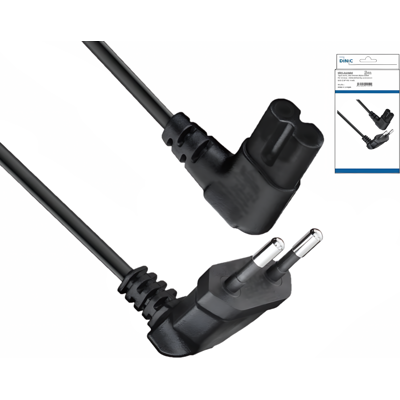 Netzkabel Eurostecker gewinkelt, beide Stecker gewinkelt für z.B. TV Geräte, schwarz, DINIC Box mit Netzkabel Eurostecker gewinkelt, beide Stecker gewinkelt für z.B. TV Geräte, schwarz, DINIC Box mit