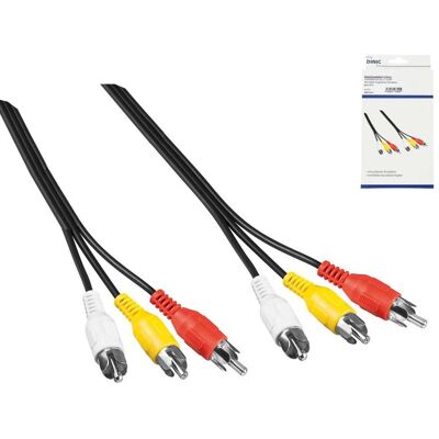 DINIC Audio-Videokabel 3x Cinch auf 3x Cinch, Stecker auf Stecker, 1xVideo, 2xAudio L/R, 2m, schwarz DINIC Audio-Videokabel 3x Cinch auf 3x Cinch, Stecker auf Stecker, 1xVideo, 2xAudio L/R, 2m, schwarz