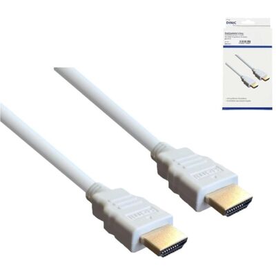DINIC HDMI Kabel 19-pol A Stecker auf A Stecker, High Speed, 2 m, Weiß DINIC HDMI Kabel 19-pol A Stecker auf A Stecker, High Speed, 2 m, Weiß