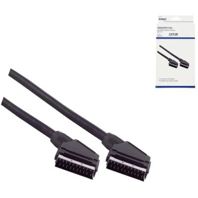 DINIC Scartkabel 21 pol. Stecker/Stecker, 1,5m Typ U, Kabel ø 7 mm, schwarz DINIC Scartkabel 21 pol. Stecker/Stecker, 1,5m Typ U, Kabel ø 7 mm, schwarz
