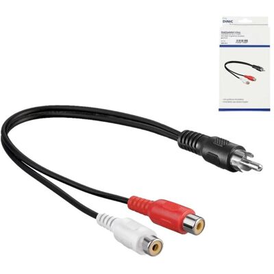 DINIC Audio-Video Cinch-Kabel, 1x Stecker auf 2x Buchse, 0,20m, schwarz DINIC Audio-Video Cinch-Kabel, 1x Stecker auf 2x Buchse, 0,20m, schwarz