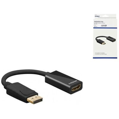 DINIC Adapter DisplayPort-Stecker auf HDMI-Buchse, 4K2K@60Hz, 3D, 0,1 m DINIC Adapter DisplayPort-Stecker auf HDMI-Buchse, 4K2K@60Hz, 3D, 0,1 m