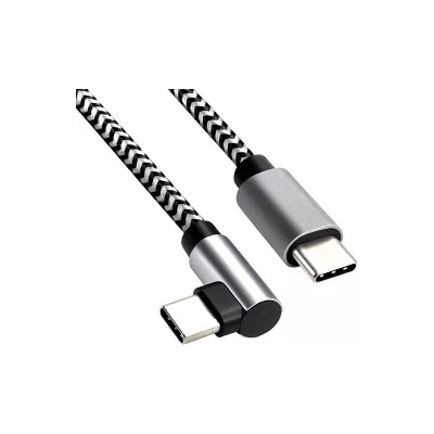 DINIC USB-C auf C 90° Ladekabel, HQ Alu Stecker, USB Typ C auf C 90°, 60w, Nylon Kabel, Space Grey, 0,5m DINIC USB-C auf C 90° Ladekabel, HQ Alu Stecker, USB Typ C auf C 90°, 60w, Nylon Kabel, Space Grey, 0,5m