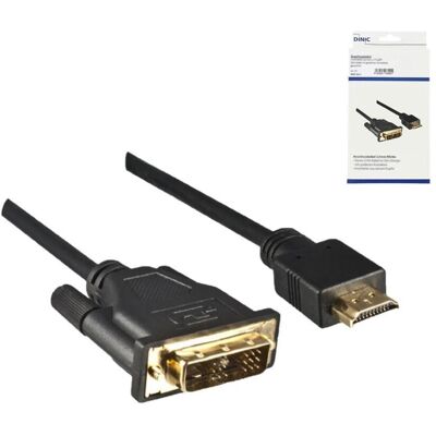 DINIC HDMI auf DVI-D Kabel, vergoldete Kontakte, Schwarz, 2 m DINIC HDMI auf DVI-D Kabel, vergoldete Kontakte, Schwarz, 2 m