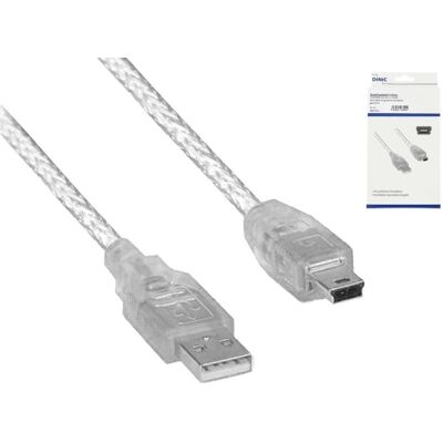 DINIC USB-A 2.0 Stecker auf 5pin mini Stecker Kabel, AWG 28/26, transparent, 2 m DINIC USB-A 2.0 Stecker auf 5pin mini Stecker Kabel, AWG 28/26, transparent, 2 m