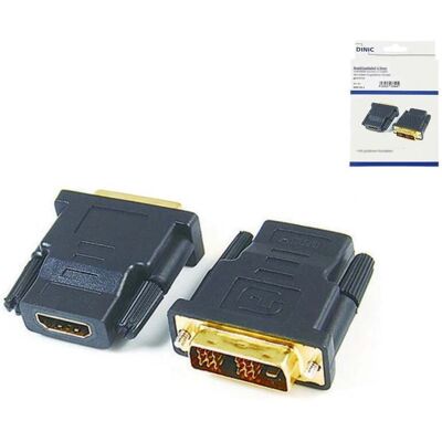 DINIC Adapter HDMI auf DVI Stecker, vergoldete Kontakte, Schwarz DINIC Adapter HDMI auf DVI Stecker, vergoldete Kontakte, Schwarz