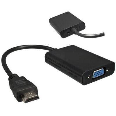 DINIC HDMI Adapter Typ A 19pol Stecker auf VGA Buchse, mit Audio-Buchse, Schwarz DINIC HDMI Adapter Typ A 19pol Stecker auf VGA Buchse, mit Audio-Buchse, Schwarz