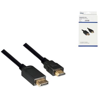 DINIC DisplayPort auf HDMI Kabel, 1920x1080p bei 60 Hz, Schwarz, 2 m DINIC DisplayPort auf HDMI Kabel, 1920x1080p bei 60 Hz, Schwarz, 2 m