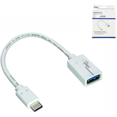 DINIC USB-C Adapter, USB-C auf USB-A Buchse, OTG-fähig, 0,2 m, Weiß DINIC USB-C Adapter, USB-C auf USB-A Buchse, OTG-fähig, 0,2 m, Weiß