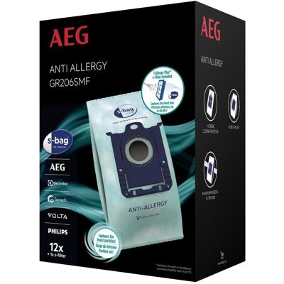 AEG GR206SMF 12 s-bag Anti-Allergy Staubsaugerbeutel + 1 Allergie-Plus S-Filter AEG GR206SMF 12 s-bag Anti-Allergy Staubsaugerbeutel + 1 Allergie-Plus S-Filter