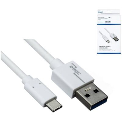 DINIC USB 3.1 Kabel, USB-C auf USB-A , 2 m, 5 Gbps, 3 A charging, Weiß DINIC USB 3.1 Kabel, USB-C auf USB-A , 2 m, 5 Gbps, 3 A charging, Weiß