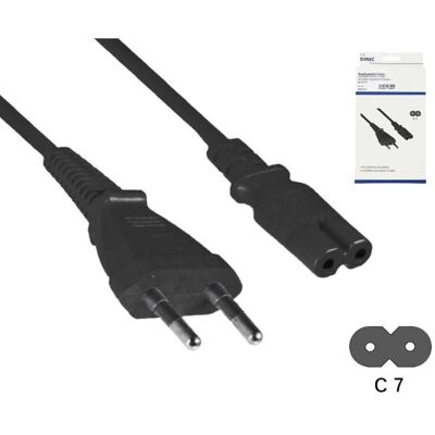 DINIC Netzkabel Eurostecker Typ C auf C7, 0,75mm², Eurostecker/IEC 60320-C7, VDE, schwarz, Länge 1,80m DINIC Netzkabel Eurostecker Typ C auf C7, 0,75mm², Eurostecker/IEC 60320-C7, VDE, schwarz, Länge 1,80m