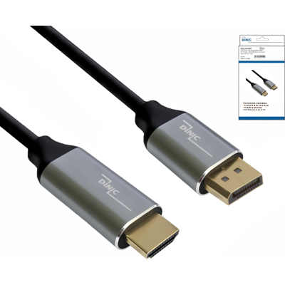 DINIC Premium Displayport auf HDMI Kabel, 2m, 4K@60Hz, 3D, HDR, 1x DP auf 1x HDMI Stecker DINIC Premium Displayport auf HDMI Kabel, 2m, 4K@60Hz, 3D, HDR, 1x DP auf 1x HDMI Stecker