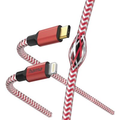 Hama "Ladekabel ""Reflective"", USB-C - Lightning, 1,5 m, Nylon, Rot (00201562)" Hama "Ladekabel ""Reflective"", USB-C - Lightning, 1,5 m, Nylon, Rot (00201562)"