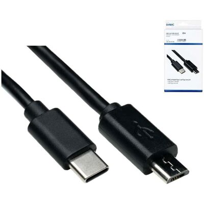 DINIC USB-C auf Micro-USB Ladekabel, 2 m, Schwarz DINIC USB-C auf Micro-USB Ladekabel, 2 m, Schwarz