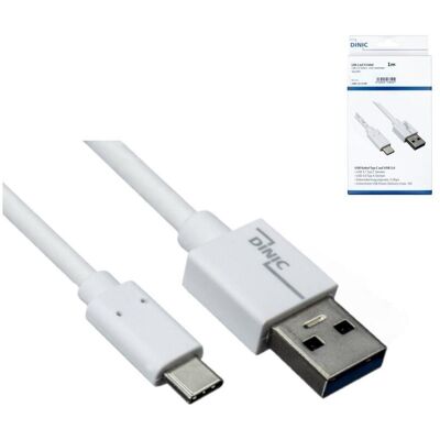 DINIC USB-C auf USB-A Kabel, 1 m, 5 Gbps, 3 A charging, Weiß DINIC USB-C auf USB-A Kabel, 1 m, 5 Gbps, 3 A charging, Weiß