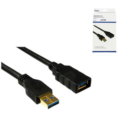 DINIC USB 3.0 Verlängerung, A Stecker auf A Buchse schwarz, 2 m DINIC USB 3.0 Verlängerung, A Stecker auf A Buchse schwarz, 2 m