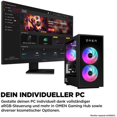 HP Gaming-PC OMEN GT16-0674ng, Schwarz, AMD Ryzen 7 8700F, 32 GB, 1 TB M.2 SSD, NVIDIA GeForce RTX 5070 HP Gaming-PC OMEN GT16-0674ng, Schwarz, AMD Ryzen 7 8700F, 32 GB, 1 TB M.2 SSD, NVIDIA GeForce RTX 5070