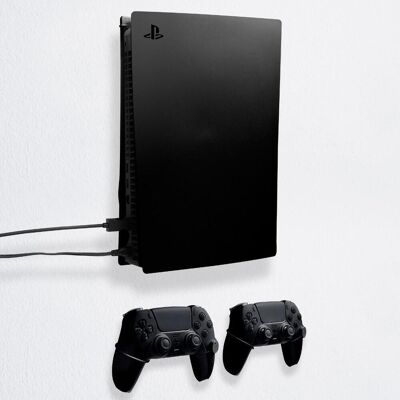 Floating Grip PlayStation 5 Wall Mount Bundle PlayStation 5 Wandhalterung, PS5 + 2x Controller, Schwarz Floating Grip PlayStation 5 Wall Mount Bundle PlayStation 5 Wandhalterung, PS5 + 2x Controller, Schwarz