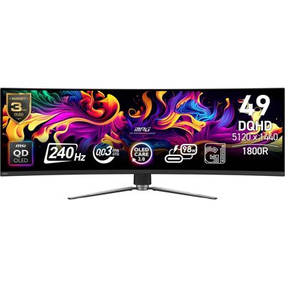 MSI MPG 491CQPXDE, Schwarz, 49 Zoll, Curved, QD-OLED, DQHD, 240Hz, 0,03 ms Gaming-Monitor MSI MPG 491CQPXDE, Schwarz, 49 Zoll, Curved, QD-OLED, DQHD, 240Hz, 0,03 ms Gaming-Monitor