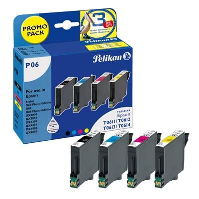 Pelikan P06 - Epson T0611 + T0614 BK/C/M/Y Druckerpatrone Pelikan P06 - Epson T0611 + T0614 BK/C/M/Y Druckerpatrone