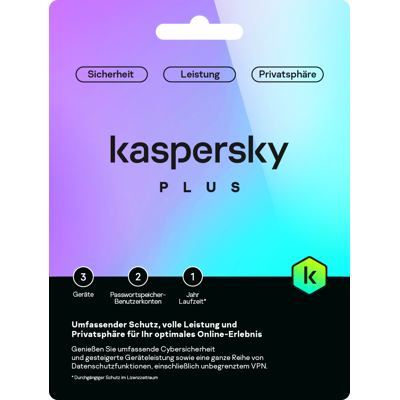 Kaspersky Plus 3 Geräte 1 Jahr Laufzeit Kaspersky Plus 3 Geräte 1 Jahr Laufzeit