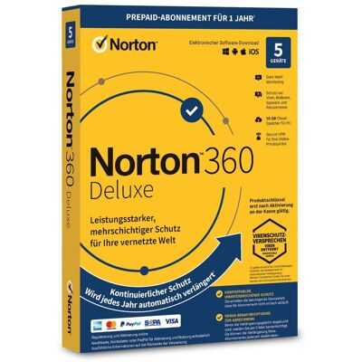 Norton Sicherheitssoftware Lieflock 360 Deluxe 5 Geräte 1 Jahr 50 GB Cloud-Backup für PC Norton Sicherheitssoftware Lieflock 360 Deluxe 5 Geräte 1 Jahr 50 GB Cloud-Backup für PC