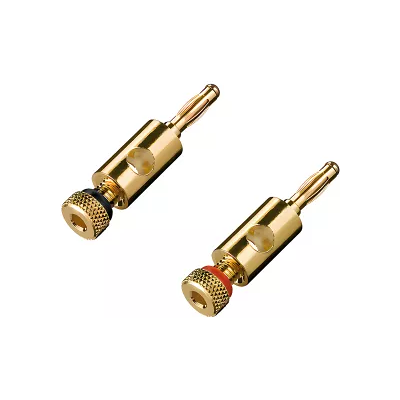 MAG Bananenstecker-Set, 4mm, Vergoldet, Schraubanschluss, 2 Stück, Farbring Rot & Schwarz MAG Bananenstecker-Set, 4mm, Vergoldet, Schraubanschluss, 2 Stück, Farbring Rot & Schwarz