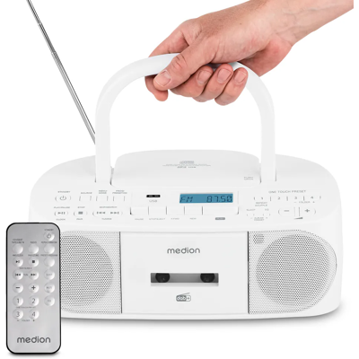 Medion MD400003 LIFE DRX-1 weiß Radiorekorder mit CD-Spieler und Kassettendeck Medion MD400003 LIFE DRX-1 weiß Radiorekorder mit CD-Spieler und Kassettendeck