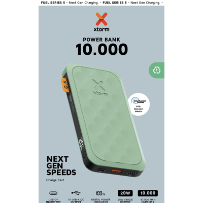 Xtorm Fuel Series 5 Powerbank - 10000mAh - Grün - Powerbank Xtorm Fuel Series 5 Powerbank - 10000mAh - Grün - Powerbank