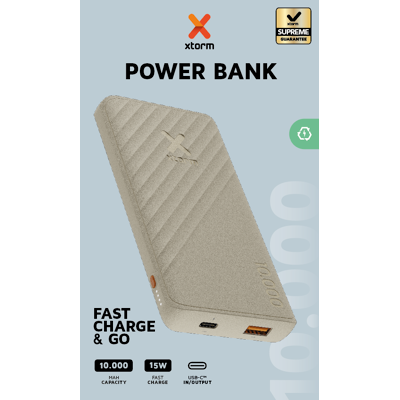 Xtorm Powerbank 10.000mAh Go2 - Schnellladung, Kompakt, Beige Xtorm Powerbank 10.000mAh Go2 - Schnellladung, Kompakt, Beige