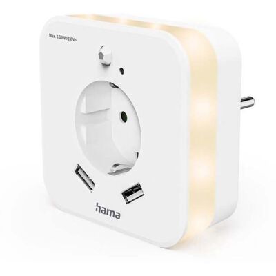 Hama LED-Nachtlicht mit Steckdose, 2 USB-Ausgänge, Bewegungsmelder, Lichtsensor (00223507) Hama LED-Nachtlicht mit Steckdose, 2 USB-Ausgänge, Bewegungsmelder, Lichtsensor (00223507)