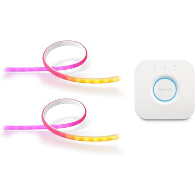 Philips Hue Set: Gradient Ambiance Lightstrip 2m + Gradient Ambiance Lightstrip Erweiterung 1m inkl. Hue Bridge Philips Hue Set: Gradient Ambiance Lightstrip 2m + Gradient Ambiance Lightstrip Erweiterung 1m inkl. Hue Bridge