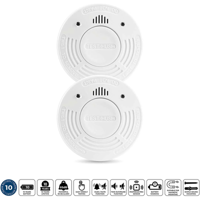 Alecto SD1010 Rauchmelder mit 10 Jahren Batterie- und Sensorlaufzeit 2er-Pack Weiß Alecto SD1010 Rauchmelder mit 10 Jahren Batterie- und Sensorlaufzeit 2er-Pack Weiß