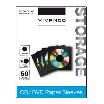 Vivanco CD/DVD Papier-Umschläge, 50er Pack (31709) Vivanco CD/DVD Papier-Umschläge, 50er Pack (31709)