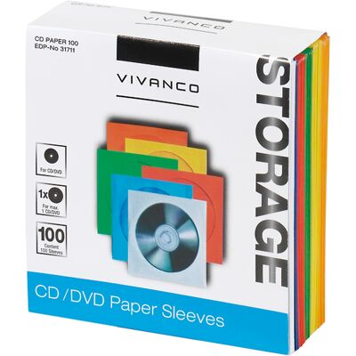 Vivanco CD/DVD Papier-Umschläge, 100er Pack (31711) Vivanco CD/DVD Papier-Umschläge, 100er Pack (31711)