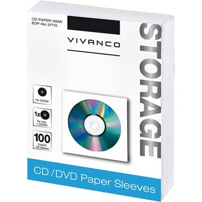 Vivanco CD/DVD Papier-Umschläge, 100er Pack (31710) Vivanco CD/DVD Papier-Umschläge, 100er Pack (31710)