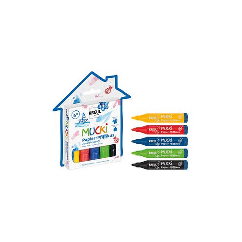 KREUL MUCKI Papier-Pfiffikus Aquarellmarker farbsortiert, 5 St.