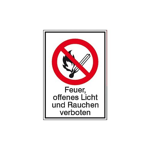 SafetyMarking® Verbotsaufkleber "Feuer, offenes Licht und Rauchen verboten" rechteckig 13,1 x 18,5 cm, 1 St.