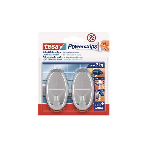tesa Powerstrips Oval Large Klebehaken für max. 2,0 kg, 2,3 x 6,9 cm, 2 St.