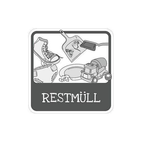SafetyMarking® Hinweisschild "Mülltrennung Restmüll" quadrat 10,0 x 10,0 cm, 1 St.