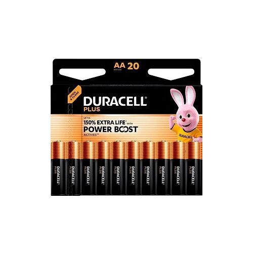 DURACELL Batterien PLUS Alkali-Mangan Mignon AA 1,5 V, 20 St.