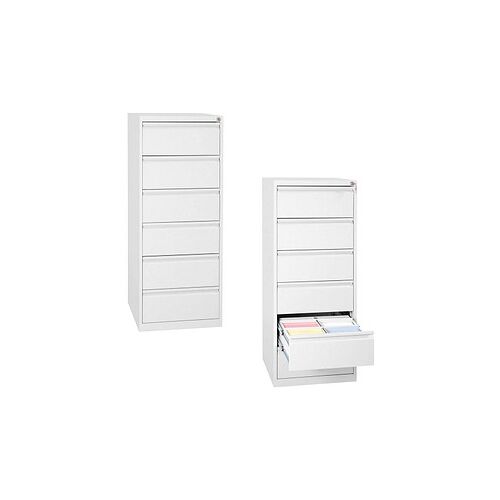 Gürkan Karteischrank reinweiß 6 Schubladen 53,0 x 62,0 x 132,0 cm, 1 St.